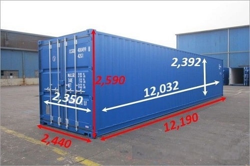 kích thước thùng container